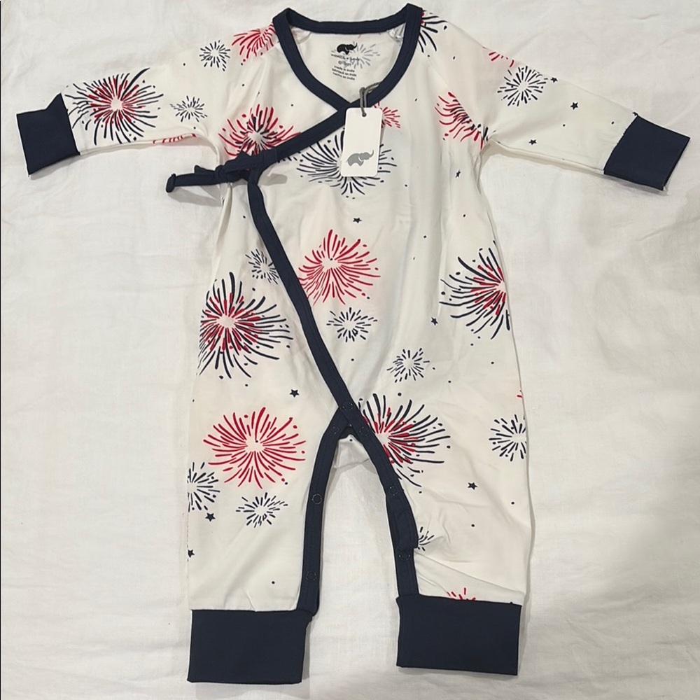 Kids Firework Print Footie Pajamas